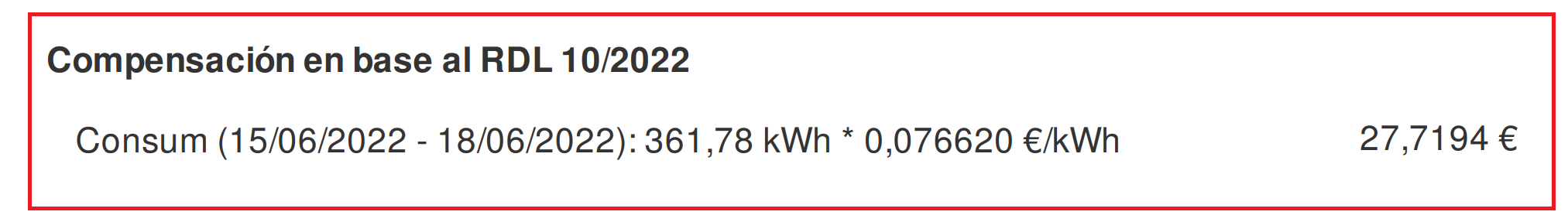 Factura Real Ajuste del tope del Gas Natural